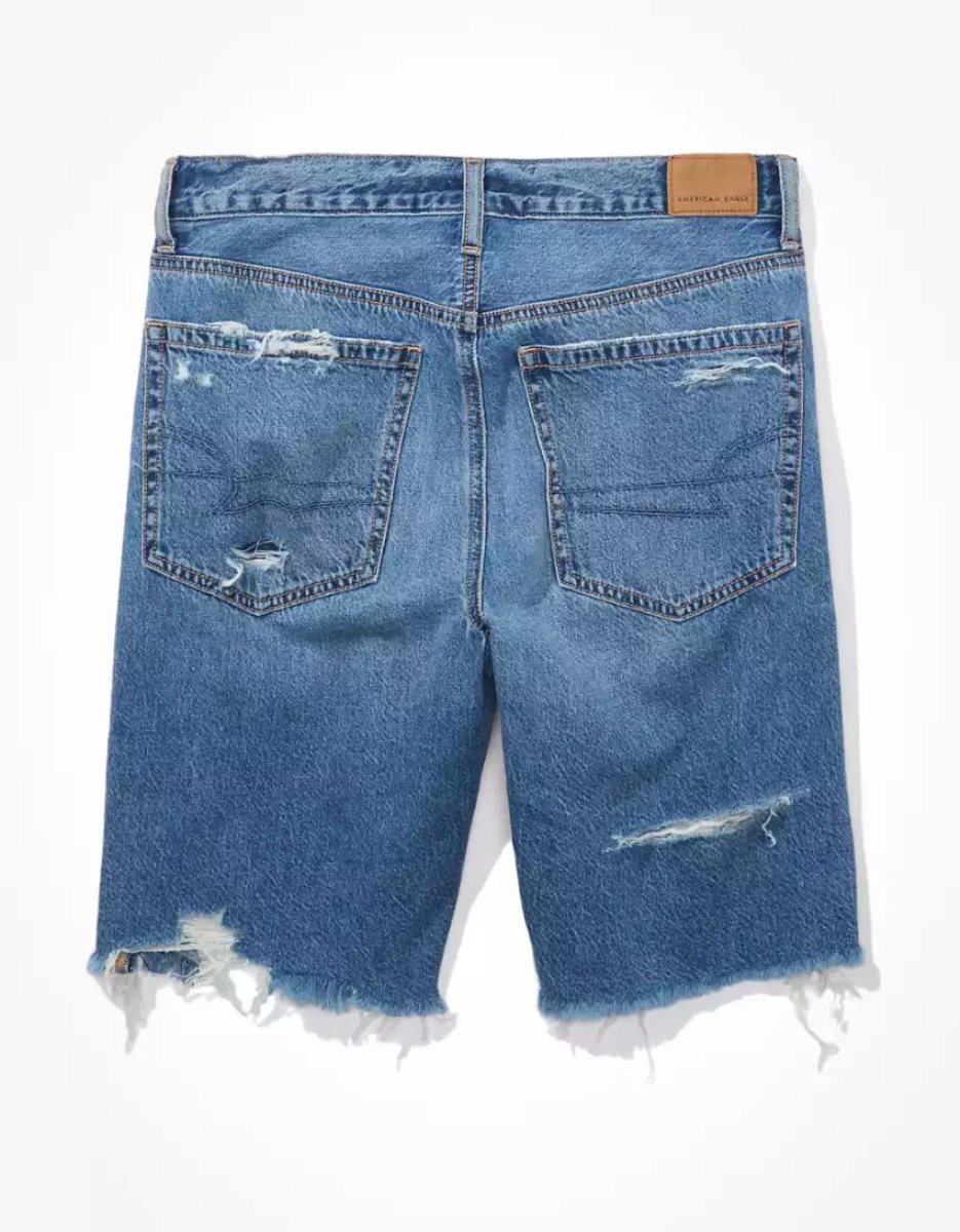 Shorts American Eagle AE Dreamy Drape Denim Low-Rise Baggy Bermuda Indigo Foncé Femme | UMX-71942127